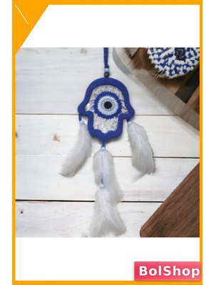 BolShop El Yapımı Mavi Nazar Boncuğu Duvar Dekoru Fatma Ana Eli Figürlü