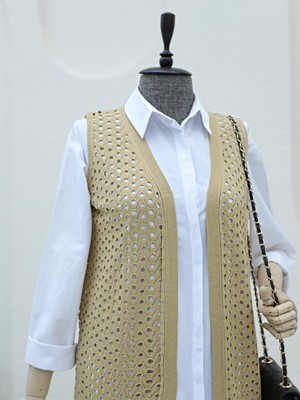 Modamorfo Ajurlu Yelek  -Vizon