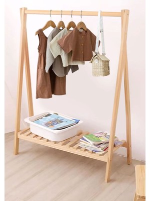 Moola Ahşap Ayaklı Elbise Askısı, Bebek ve Çocuk Askılığı, Çok Amaçlı Dolap ve Konfeksiyon Askılık