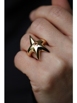 Yenigün Kuyumculuk 14 Ayar Altın Ortası Taşlı Deniz Yıldızı Yüzük YZK27446