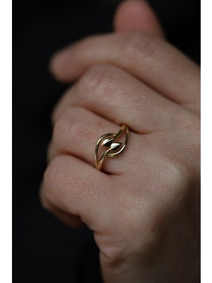 Yenigün Kuyumculuk 14 Ayar Altın Çift Yapraklı Sade Yüzük YZK27395