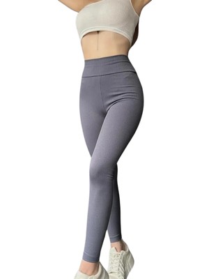 Novis Liora Yüksek Bel Şardonlu Tayt -Gri