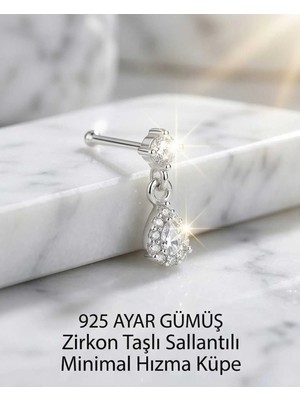 Begonia Accessories 925 Ayar Gümüş Zirkon Taşlı Unisex Küpe Hızma Minimal Şık Modern Tasarım Alerji Yapmaz