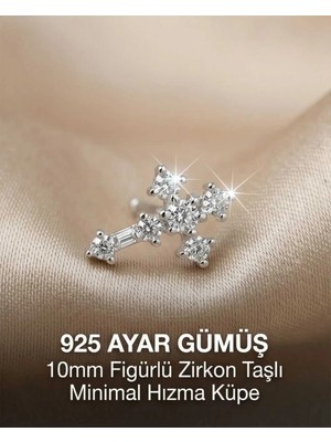 Begonia Accessories 925 Ayar Gümüş Zirkon Taşlı Unisex Küpe Hızma Minimal Şık Modern Tasarım Alerji Yapmaz