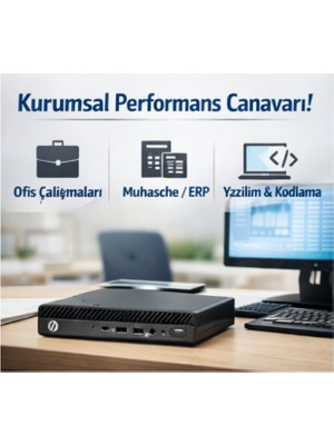 Kullanılmış Hp Elitedesk 800 G4 Mini Pc I5-8500T 16GB Ram 240GB Nvme + 240GB Samsung SSD Wifi Bluetooth Windows 10 Pro Kurulu Garantili