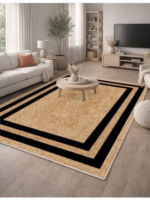Lioara Home Jüt Renk Modern Baskılı Halı – Modern, Kaymaz Taban, Salon & Oturma Odası Için Halı