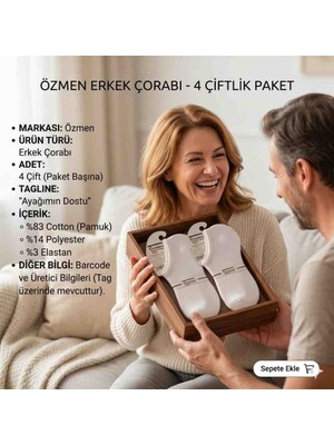 Patik Çorap 4 Çift Özmen Çorap Erkek Patik Çorap