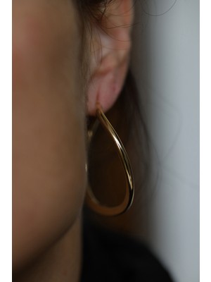 Yenigün Kuyumculuk 14 Ayar Altın 4,5 cm Çaplı Yamuk Halka Küpe KP28651