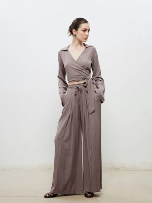 Lc Waikiki Yeni Sezon Beli Lastikli Dokulu Kadın Pileli Pantolon