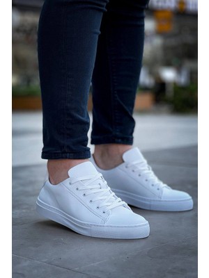 Mirglart KB-122  Kuback Beyaz Cilt Yüksek Taban Bağcıklı Günlük Erkek Ayakkabı