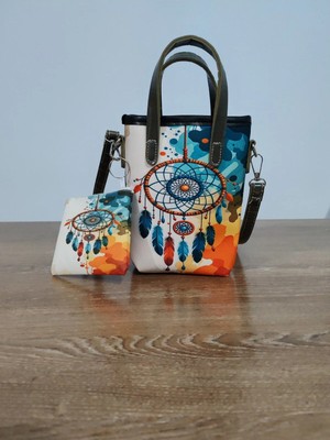 Cadde Dükkanı Etnik Motif Desenli Mini Askılı Çapraz Çanta Cüzdan