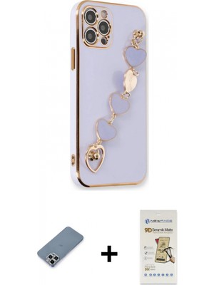 İlk El Grup Ieg™ iPhone 12 Pro Max Nova Işık Prime - Siyah Mat Seramik Nano Ekran Koruyucu + Gümüş Metal Kamera Lens Koruma Cam