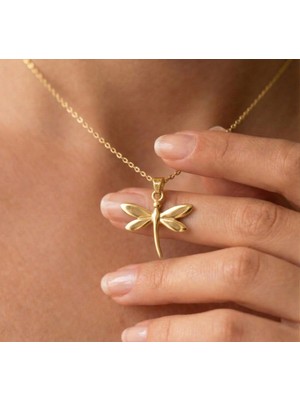 Ashak Accessories Kadın 925 Ayar Gümüş Zincirli Yusufçuk Kolye