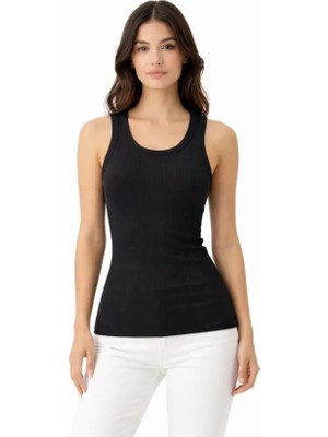 Sun & North Sun&north Fitilli Likralı Kaşkorse Atlet Vücuda Oturan Basic Şıklık - Siyah