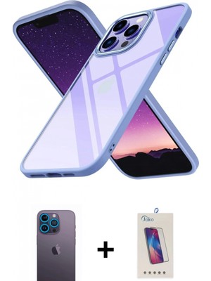 İlk El Grup Ieg™ iPhone 13 Pro Max Kılıf Nova Işık Serisi - Siyah Joko 5d Cam + Mavi Neon Fosforlu Kamera Lens