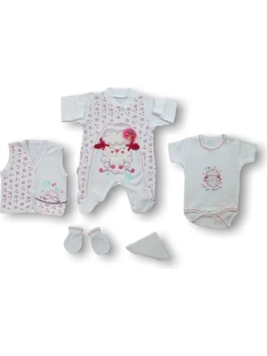 Senka Kuzucuk Nakışlı 5li Zıbın Takımı Hastane Çıkışı Ekru