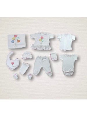 Senka Kalpli Uçan Bn Nakışlı 10LU Zıbın Takımı Hastane Çıkışı Ekru