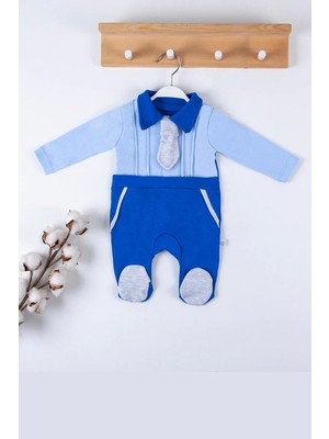 Senka Krat Aksesuarlı Ayaklı % 100 Pamuklu Erkek Bebek Tulumu
