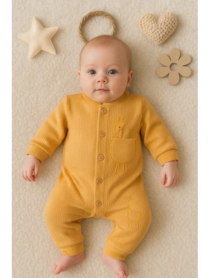 Senka Zürafa Nakışlı Cepli % 100 Pamuk Erkek Bebek Tulumu