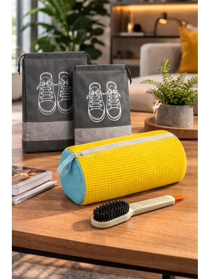 Pratikus 3’lü Ayakkabı Yıkama Seti – Büyük Boy Fermuarlı Yıkama Torbası, Ayakkabı Taşıma Torbası ve Temizlik Fırçası