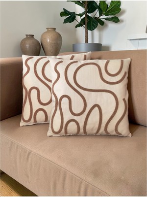 Nunu Teks Bohem Tarz Punch Nakışlı Kırlent Kılıfı | 43X43 cm | 2 Adet