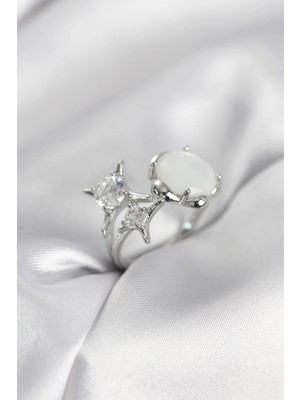 DS LLC Ietaks™ Gümüş Renk Kutup Yıldızı Model Kadın Yüzük