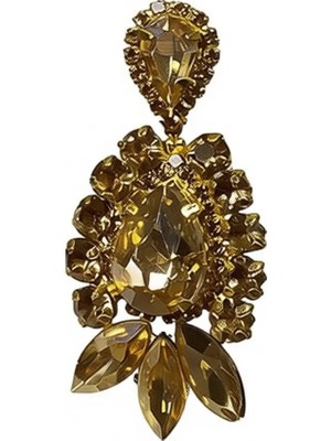 Hayalperest Boncuk Bal Rengi Gelin Kına Tacı ve Mekik Taşlı Küpe El İşçiliği İle Özel Tasarım