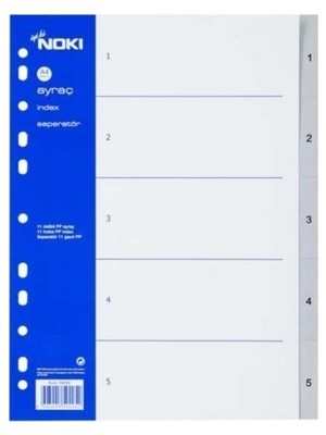 Noki 1-5 Rakamlı Seperatör 5 Adet Mavi Renk Düzenleyici Ölçülerle Pratik Kullanım İçin