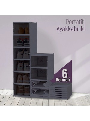 Trend Maison Katlanabilir Portatif 6 Katlı Plastik Ayakkabılık Düzenleyici