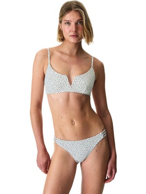 Penti Point Puantiye Desenli Dokulu V Yaka Bikini Üstü