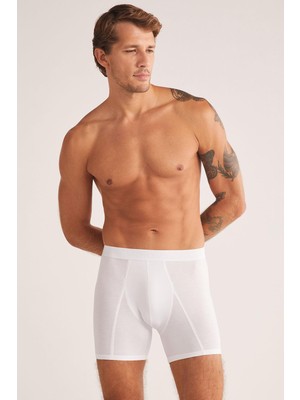 Kom Teo Pamuk Modal Erkek Boxer Beyaz