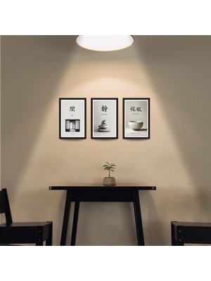 TASARIM ŞEYLER Zen Felsefesi Serisi - 3 Parçalı Japon Minimalist Mdf Tablo Seti