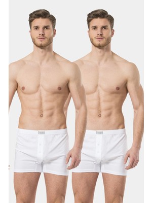 Türen Erkek Dügmeli Boxer 2'li Paket 186/BEYAZ