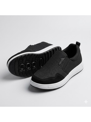 Kindep (Alaabo) Çok Hafif ve Rahat Bağcıksız Günlük Erkek Spor Ayakkabı Siyah