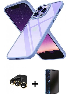 İlk El Grup Ieg™ iPhone 14 Pro Nova Işık Serisi - Siyah 3D Antistatik Hayalet Cam Ekran Koruyucu + Gold Raze Metal Kamera Lens