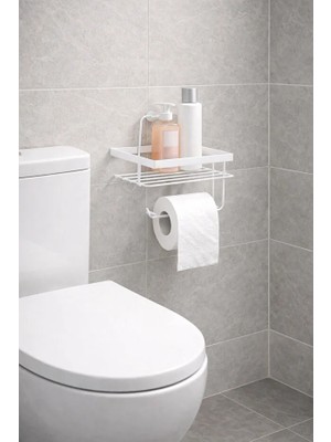 TncPatiShop Güçlü Yapışkanlı Beyaz Tuvalet Kağıtlığı Askısı Yedekli Tuvalet Kağıtlık Wc Kağıtlık Aksesuarı