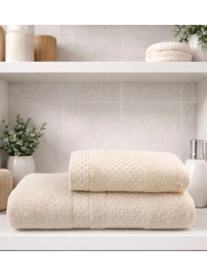 2 Li Banyo Havlu Seti Pamuklu Büyük Boy / 90 x 150 Cm Banyo Havlu - 50 x 90 Cm El Yüz Baş Havlu / Hamam Seti / Battal Boy Havlu Seti