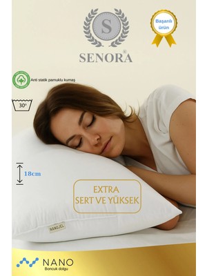 Senora Extra Sert ve Yüksek Yastık 50 x 70 cm Pamuklu Dış Materyal ile Konforlu Uyku