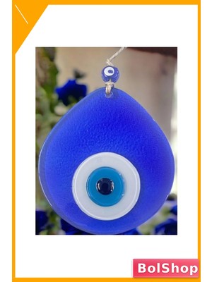 BolShop El Yapımı Mavi Damla Desenli Cam Duvar Süsü Nazar Boncuğu