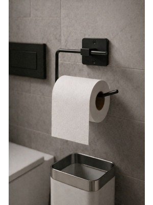 Sas Haus Kare Yapışkanlı Açık Tuvalet Kağıtlığı Wc Kağıtlık Tutucu Siyah KS-001