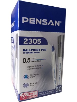 Pensan Tükenmez Kalem Üçgen Mavi 0,5 Mm 2305 (50 Li Paket)