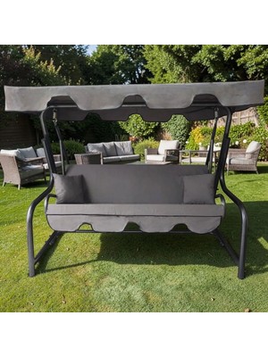 3 Kişilik Lüks Salıncak Kılıf Seti Süngersiz Panama Gri