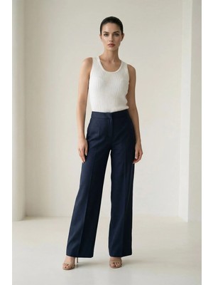 Setre Lacivert Rahat Kesim Arka Bel Lastikli Pantolon