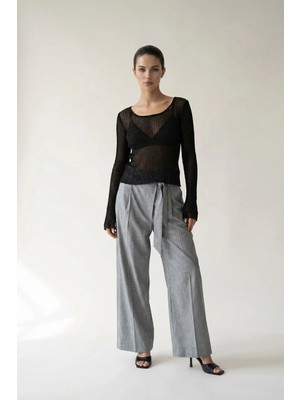 Setre Siyah Bisiklet Yaka Uzun Kollu Triko