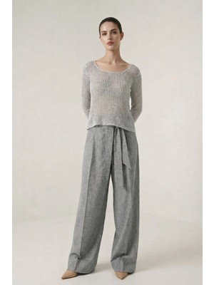 Setre Gümüş Bisiklet Yaka Uzun Kollu Triko