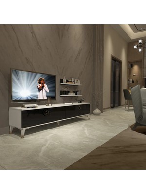 Decoraktiv Eko 4 Mdf Std Gold Tv Ünitesi Tv Sehpası - Beyaz Siyah