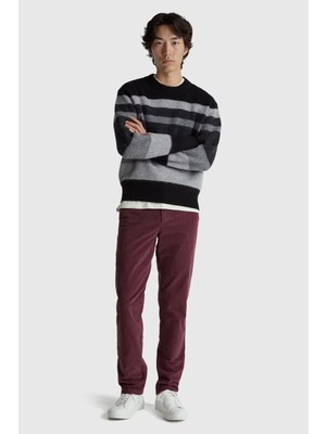 United Colors Of Benetton Siyah Erkek ERK_%100 Yün Renk Bloklu Bisiklet Yaka Kazak Model Kodu: 103MK10AR100