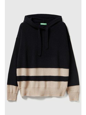 United Colors Of Benetton Siyah Kadın / Kız Kdn_yün ve Kaşmir Karışımlı Kapüşonlu Kazak Model Kodu: 102HE203V700