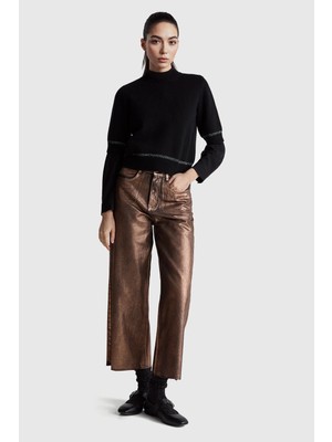United Colors Of Benetton Siyah Kadın / Kız Kdn_yün Karışımlı Yarım Kol Dik Yaka Kazak Model Kodu: 1KRBD2047100