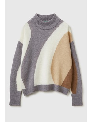 United Colors Of Benetton Mix Kadın / Kız Kdn_yün Karışımlı Desenli Bisiklet Yaka Kazak Model Kodu: 11CZE10ER904